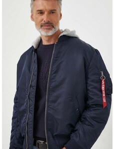 Bomber bunda Alpha Industries MA-1 ZH Back EMB tmavomodrá barva, zimní, oversize