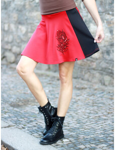ŠatySukně Červeno-černá dílová půlkolová sukně DANIELA, peříčko