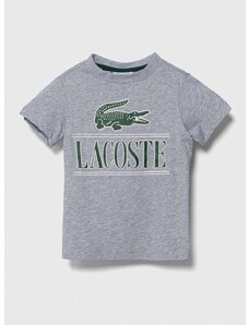 Dětské bavlněné tričko Lacoste šedá barva, s potiskem