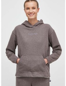 Tepláková mikina Calvin Klein Performance Essentials šedá barva, s kapucí
