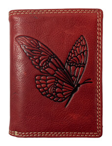 Tillberg Kožená peněženka s motýlem červená JC68