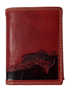 Tillberg Kožená peněženka s motivem štika červená JC66