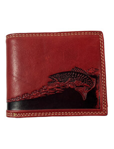 Tillberg Kožená peněženka s motivem štika červená JC65
