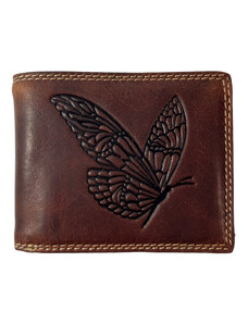 Tillberg Kožená peněženka s motýlem tmavě hnědá JC67