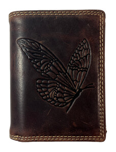 Tillberg Kožená peněženka s motýlem tmavě hnědá JC68
