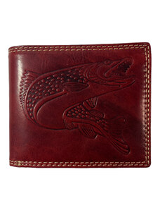Tillberg Kožená peněženka s motivem štika červená JC70