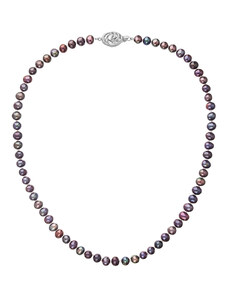 Evolution Group s.r.o. Perlový náhrdelník z říčních perel se zapínáním z bílého 14 karátového zlata 822001.3/9265B dk.peacock