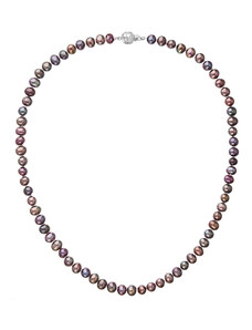 Evolution Group s.r.o. Perlový náhrdelník z říčních perel se zapínáním z bílého 14 karátového zlata 822001.3/9266B dk.peacock