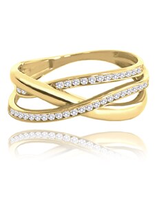 MINET Zlatý zapletený prsten s bílými zirkony Au 585/1000 vel. 62 - 2,65g JMG0108WGR62