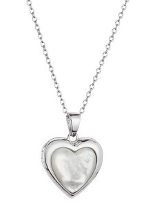 EVOLUTION GROUP Stříbrný náhrdelník perleťové srdce 12075.1