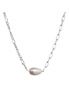 EVOLUTION GROUP Stříbrný náhrdelník s říční oválnou perlou 22049.1