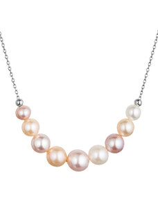 EVOLUTION GROUP Stříbrný náhrdelník s barevnými říčními perlami 22046.3 multi
