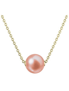 EVOLUTION GROUP Pozlacený stříbrný náhrdelník s růžovou říční perlou na řetízku 22047.3 pink