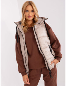 Fashionhunters Béžová péřová vesta s kapucí SUBLEVEL