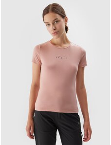 4F Dámské tričko regular s potiskem - pudrově růžové