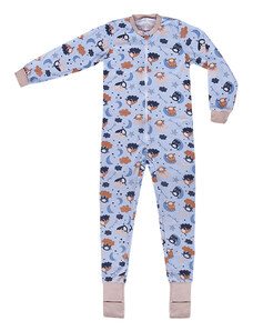 Veselá Nohavice Dětské pyžamo overal s ťapičkami ovečka - modrý