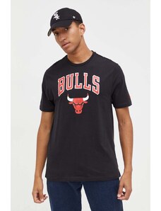 Bavlněné tričko New Era černá barva, s potiskem, CHICAGO BULLS