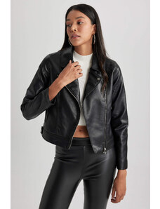 DEFACTO Regular Fit Faux Leather Faux Leather Coat