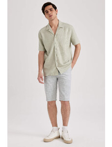 DEFACTO Regular Fit Lace-Up Linen Bermuda Shorts