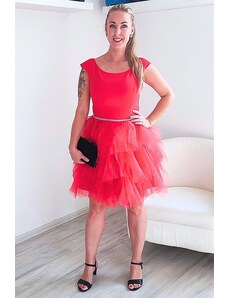 Červené šaty s tylovou sukní Bosca Fashion Alfreda