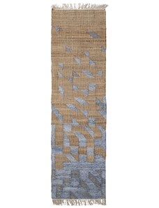 Béžovo-modrý jutový koberec Bloomingville Vikka 75 x 245 cm