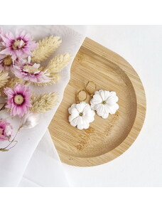 Mairi Poppy - květinové náušnice cream