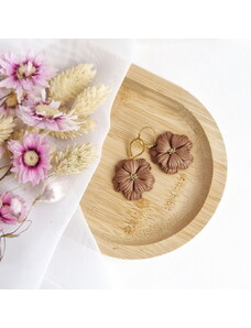 Mairi Poppy - květinové náušnice čokoláda