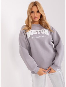 BASIC ŠEDO-BÍLÁ MIKINA S NÁPISEM BOSTON -GREY Šedá