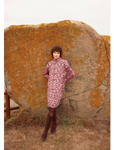 bonprix Pletené šaty s rolákovým límcem, z recyklovaného polyesteru Růžová