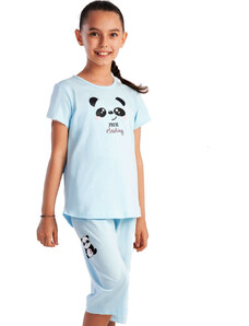 Naspani Nebesky modré dívčí pyžamo, medvídek panda 1F0845