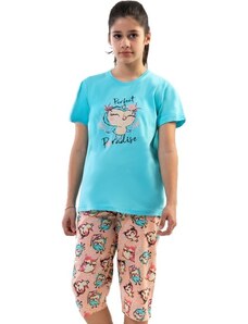 Naspani Azurové i růžové dívčí pyžamo spící sovičky 1F0867