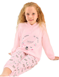 Naspani Růžové i pruhované dívčí pyžamo s knoflíky HAPPY FRIDAY s medvídky 1F0863