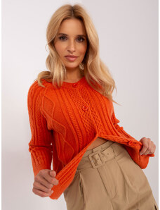 Fashionhunters Oranžový dámský svetr na knoflíky