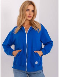 Fashionhunters Tmavě modrá dámská mikina na zip s kapucí
