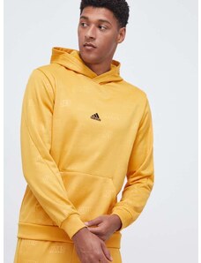 Mikina adidas pánská, žlutá barva, s kapucí, vzorovaná