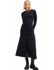 Šaty Desigual 23WWVWA0 WOMAN WOVEN DRESS LONG SLEEVE černá barva, midi