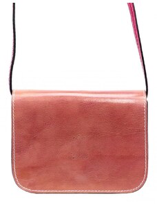 VERA PELLE Barebag Kožená malá dámská crossbody kabelka růžovo-oranžová