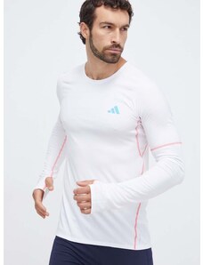 Běžecké triko s dlouhým rukávem adidas Performance Adizero bílá barva, s potiskem