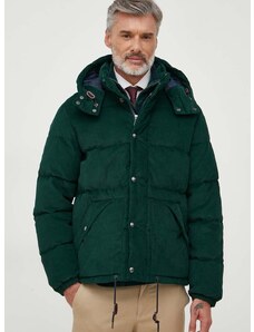Manšestrová péřová bunda Polo Ralph Lauren zelená barva