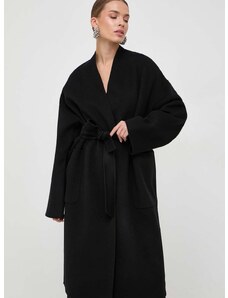 Vlněný kabát Weekend Max Mara černá barva, přechodný, oversize