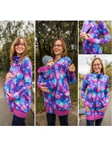 Těhotenská, kojící a nosící mikina 4v1 fialová-mandaly