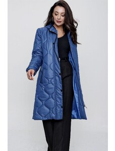 By Saygı Modrý kapesní kabát s kapucí s vnitřní podšívkou