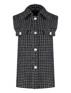 Trendyol Black Limited Edition Fitted Woven Plaid Vest