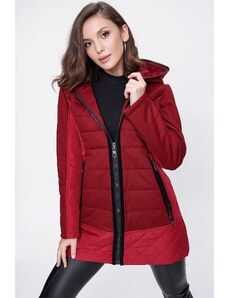 By Saygı Prošívaný kabát s kapucí s podšívkou Široký výběr velikostí Bordó