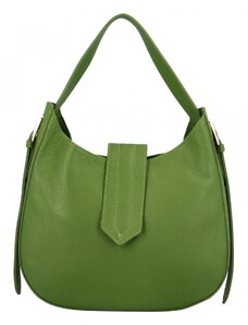 Delami Vera Pelle Dámská kožená kabelka přes rameno světle zelená - Delami Denni zelená