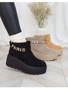 Bella Paris Royalfashion Černé dámské boty a'la snow boots s ornamentem Parisela - Černá