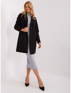 Fashionhunters Černý kabát s knoflíky a kapsami