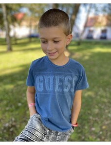 Chlapecké tričko s krátkým rukávem GUESS, modré s nápisem