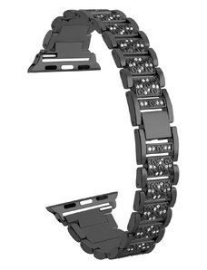 4wrist Ocelový tah s kamínky pro Apple Watch 38/40/41 mm - Black