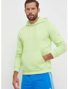 Mikina adidas Originals pánská, zelená barva, s kapucí, hladká